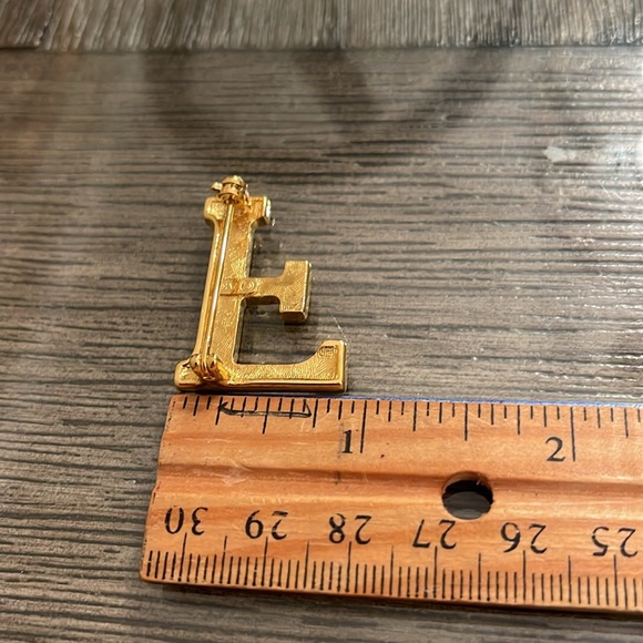 Anne Klein Gold-tone Rhinestone “F” Inital Pin - Picture 10 of 15